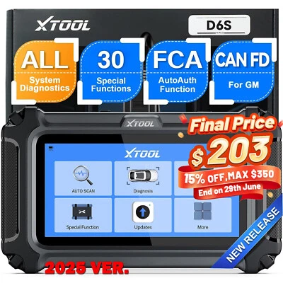 XTOOL D6S Car OBD2 Scanner Full System Diagnostic Tool 30+Services Free Update