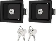 2 Pcs Flush Mount Handle Latch, Black Truck Tool Box Latch, Pull Handle Lock, Carbon Steel, Zinc Alloy, with 4 Keys, for Outdoor Trailer Boats Pickup RV Storage Toolbox