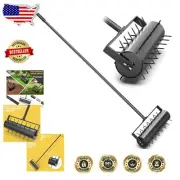 Updated Lawn Aerator with 18-Inch Rolling Roller and Stainless Steel Handle