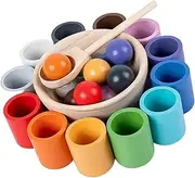 Generic Children Rainbow Balls in Cups Montessori Toy Training Logical Thinking