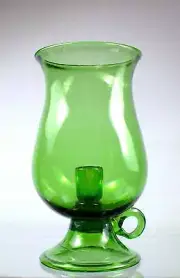 Vintage Empoli Italian Green Hand Blown Glass Hurricane Candle Holder
