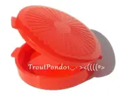 Tupperware Mini Clamshell Pill Keeper Round Hinged Pocket Container Red