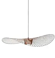 Retro Pendant Light, Vintage Retro Pendant Lights Living Room Chandelier Lamp (Adjustable Light Height), Hat Design Fiberglass + Polyurethane E27 Max 40W,Copper,80CM