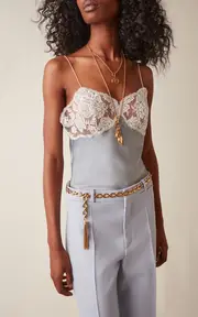 [Chloé] Lace-Paneled Satin Cami Top