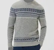 Barbour Men's Gray Fair Isle Wool Pullover Sweater Size L