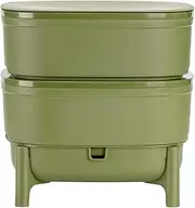 Economy Worm Composter for Kitchen and Balcony, Design Worm Box Made of 100% Recycled Plastic, Vermicompost as Worm Farm with 2 Bowls, Volume 30 Litres, Green