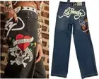 Ed Hardy Brave Hearts Stay True Eagle or Love Kills Slowly Wide Leg Jeans NWT