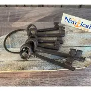 Cast Iron Keys On Ring - Set of 6 - Decorative Skeleton Key Set - Vintage Style
