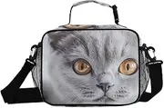 Cat Cute Eye Insulated Lunch Box for Women Men - Ideal for Work, Picnics - Includes Adjustable Shoulder Strap