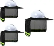 LIZMOF Hard Hat Sun Shade, High Visibility Sun Visor Neck Shade with Reflective Strip, Hard Hat Accessories, Full Brim, Man& Woman (Hard Hat Not Included), Black, 3 Pack