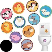 20 Pcs Farm Animal Potty Training Stickers Dinosaur Truck Toddler Pee Training Toilet Color Changing Sticker Targets for Boys Girls Kids Toilet Reusable Pee Aim Target (Farm Animal)