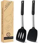Set of 2, Silicone Spatula Turner for Nonstick Cookware, 600°F Heat Resistant Ki