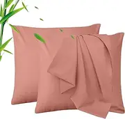 LINENOVA European Pillowcase Set of 2, Cooling Rayon from Bamboo Pillow Cases, 2000 TC Ultra Soft & Breathable Envelope Pillow Cover, Moisture-Wicking for Hot Sleepers(Dusty Pink, 65 * 65cm)