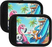 [ODAWA] Animals Flamingo Panda Fox Luggage Handle Wrap 4 Pack, Suitcase Tags Identifiers Soft Grip Handle Cover for Suitcase Shopping Bag