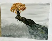 Tree- Hand painted Acrylic On Canvas Art -Size: 16x12 Panel-Unframed
