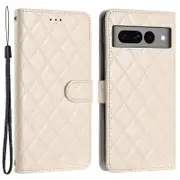 For Google Pixel 7 Pro 5G PU Leather Flip Wallet Case Stand Stitching Line Rhombus Phone Cover
