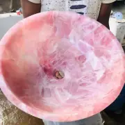Rose Quartz Sink – Natural Stone Bathroom Basin | Healing Crystal Vessel