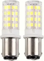 HRYSPN 5W Ba15d LED Light Bulb 12V 24V Daylight White 6000K 35W Equivalent, Double Connect SBC Bayonet LED Replacement Lamp for Interior RV Camper Lighting (Pack of 2)