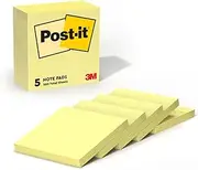 Post-it Dispenser Pop-up Notes, 3x3 in, 5 Pads, Canary Yellow, Clean Removal, Recyclable