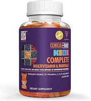 Complete Kids Multivitamin Daily Gummy Supplement for Brain, Vision, Bone and Immune Health. Vitamins A, C, E, D, B6, B12, Folate, Biotin, Essential Minerals. 90 Vegetarian, Gluten Free Yummy Gummies