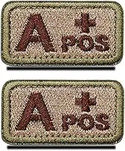 Zcketo 2 Pieces Tactical Blood Type A+ Positive Patch Embroidered Hook and Loop Military Badge Medic First Aid Emblem Patch for Outdoors Travel Military CS Medical Aid(A+)