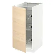 METOD base cabinet with wire baskets, white/Askersund light ash effect, 40x60x80 cm