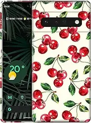 Glisten - Google Pixel 6 Pro Case, Pixel 6 Pro 5G Case - Cherry Watercolor Pattern Design Printed Cute Plastic Snap on Protective Designer Back Phone Case for Google Pixel 6 Pro 5G. [6.7"]