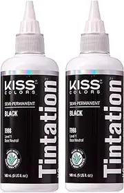 Kiss Tintation Semi-Permanent Hair Color 5 Ounce (Black (2 Pack))