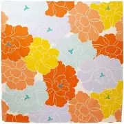 Musubi Furoshiki 100 Hime Musubi Aqua Drop Adeline Klam Peony Orange 100cm