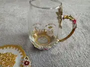 Love "Sisters" Enamel Flower Tea Coffee Cup With Spoon NIB