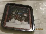 RARE Cindy Sampson Christmas Caroling Snowmen TRAY Winter Decorative Vintage
