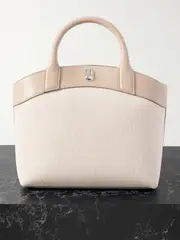 [Savette] Savette - Tondo Small Leather-trimmed Canvas Tote - Beige - One size One size Neutrals
