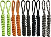 Zipper Pull Charm 5" Knife Lanyards Keychain Backpack Lanyards Pull Hand Woven Pull Cord Zipper Paracord Pull Tab 10 Set(5 Colors), Color, Large