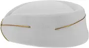 [Ipetboom] Women's Stewardess Beret Hat Woolen Pillbox for Airline Uniforms Stage Band Halloween Events White