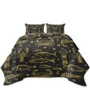 Golden Seafood Fish Crab and Squid Coverlet
