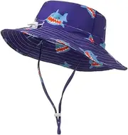 [BESTYASH] Cartoon Fisherman Hat Anti-uv Boys and Girls Sun Hat Straw Bucket Hat Chin Strap Outdoor Sun Protection Cap for Boys Girls Blue