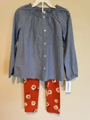 Girl’s 8 Outfit, Flowers, Orange, Carter’s, New With Tags