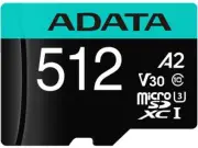 ADATA 512GB Premier Pro microSDXC UHS-I U3 / Class 10 V30 A2 Memory Card with SD