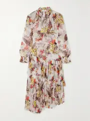 [Zimmermann] Zimmermann - + Net Sustain Matchmaker Asymmetric Floral-print Chiffon Midi Dress - Ivory - 0 0 Ivory