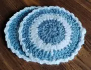 Crochet Coasters Set Of Two Country Blue & White