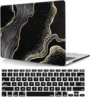 Laptop Case Compatible with New MacBook Pro 15 Inch Case 2019 2018 2017 2016 Release A1990 A1707 with Touch Bar and Touch ID, Plastic Hard Shell Laptop Cover & Keyboard Cover -Black Texture Sequins