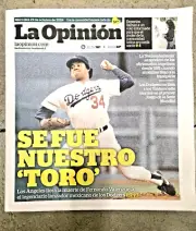 FERNANDO VALENZUELA "LA OPINION" NEWSPAPER 10/23/24 LOS ANGELES DODGERS LEGEND!!