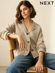 Neutral 100% Cotton Smart Knitted Blazer (AL7168) | $79