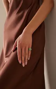 [Charms Company] Bonbon 14K Yellow Gold Tsavorite, Diamond, Emerald Ring