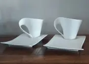 Villeroy & Boch New Wave Caffe Set Of 2 Espresso Cups And Saucers Porcelain
