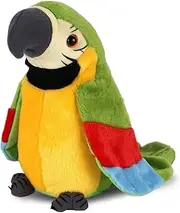 Meleager Talking Parrot Toy, Talking Parrot Bird Plush Toy, Cuddly Toy with Recording Function and Playback Function, Sensory Learning Toy for Boys and Girls (Green)