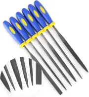 6 pcs Mini Needle File Set Rubber Grips Warding, Square, Triangular, Round, and