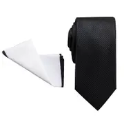 2pc Jeff Banks Men's Ivy League Formal Suit Tie & Pocket Square White/Black