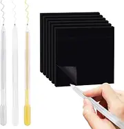 6 Pads Sticky Notes 3 x 3 Inches, Black Self-Stick Notes with White Gold and Silver Gel Pens, 50 Sheets/Pad Sticky Note Easy Post for Office School Home Supplies