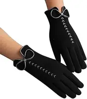 [Generic] Ski Gloves Mittens Men Outdoor Riding Driving Cute Bow Plus Fleece Touched Screen Nonslip Gloves Gloves Mittens Women